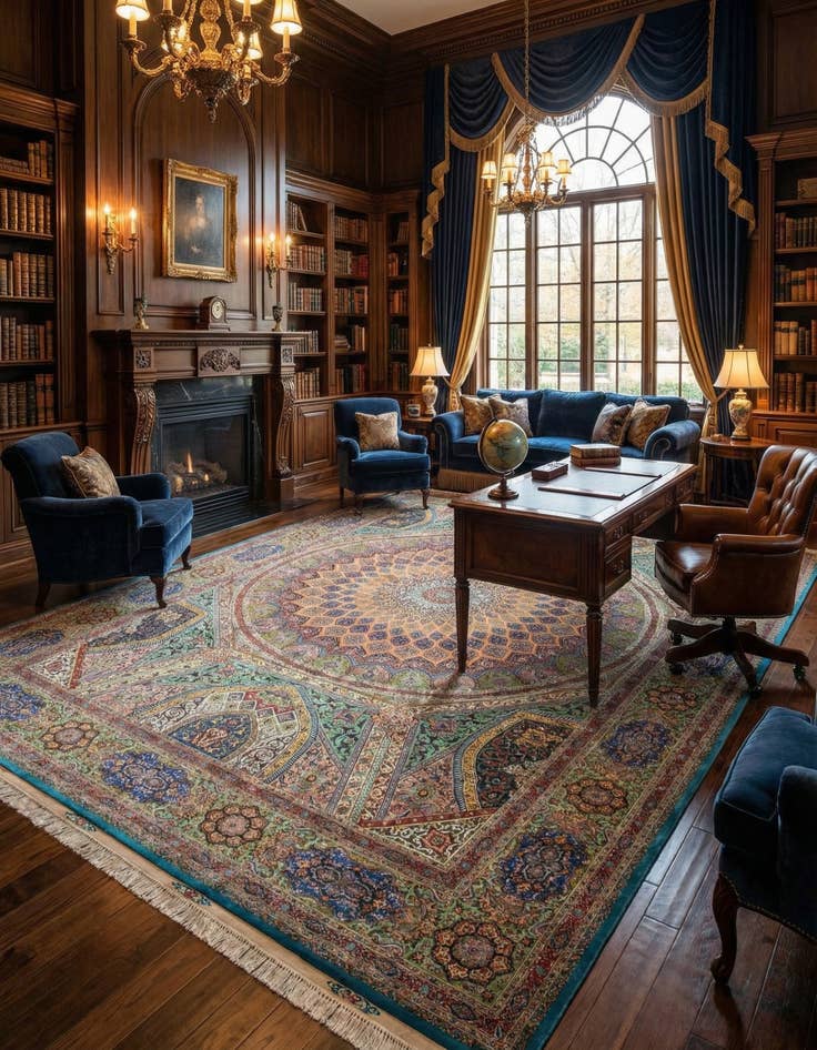 Detail image of 11' 4 x 16' 4 Ghom Silk Rug