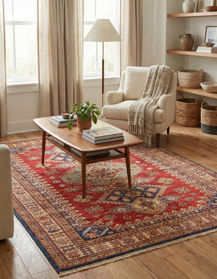 Detail image of 5' x 6' 6  Hand Knotted Kazak Oriental Rug