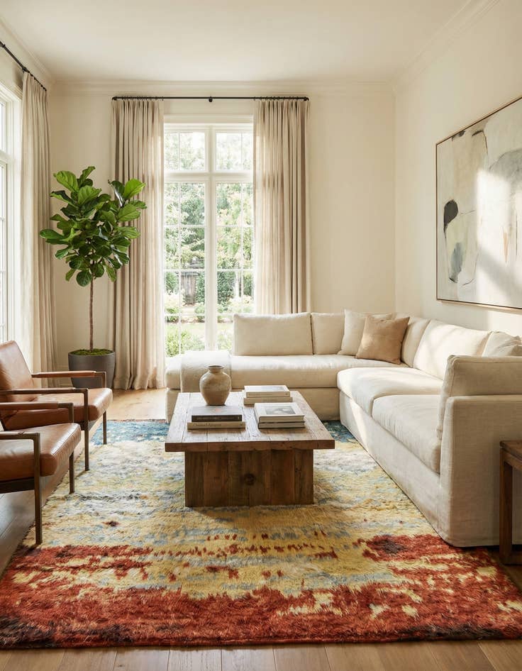 Detail image of  5' x 6' 4  Hand Knotted Darya Wool Rug