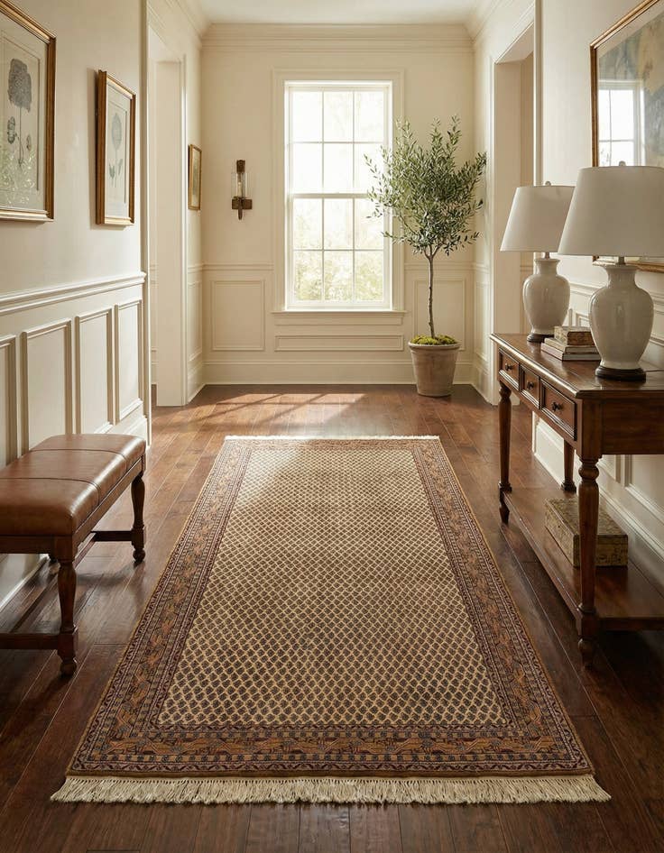 Detail image of 5' 6 x 10' 5  Hand Knotted Mir Wool Runner Rug