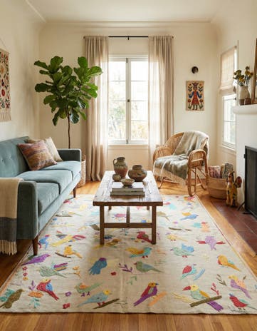 5' 1 x 6' Hand Woven Kilim Suzani Wool Rug