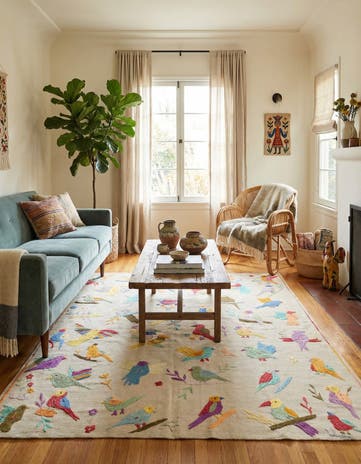 5' 1 x 6' Hand Woven Kilim Suzani Wool Rug