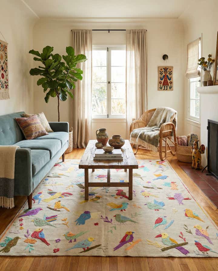 5' 1 x 6' Hand Woven Kilim Suzani Wool Rug