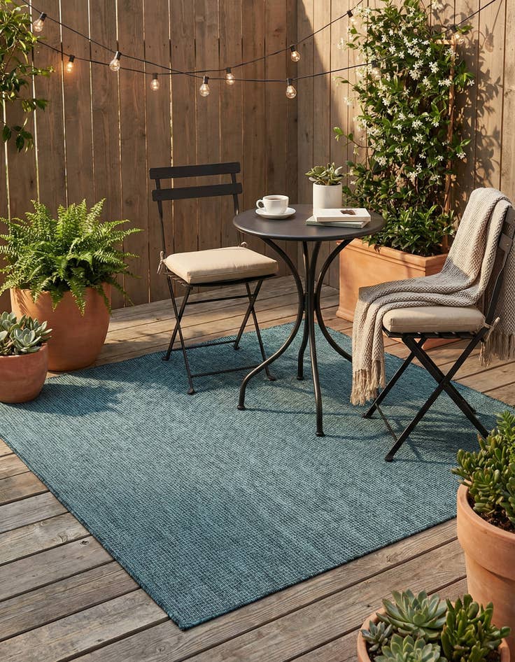 Detail image of 5' 3 x 5' 3  Washable Solid Indoor / Outdoor Square Rug