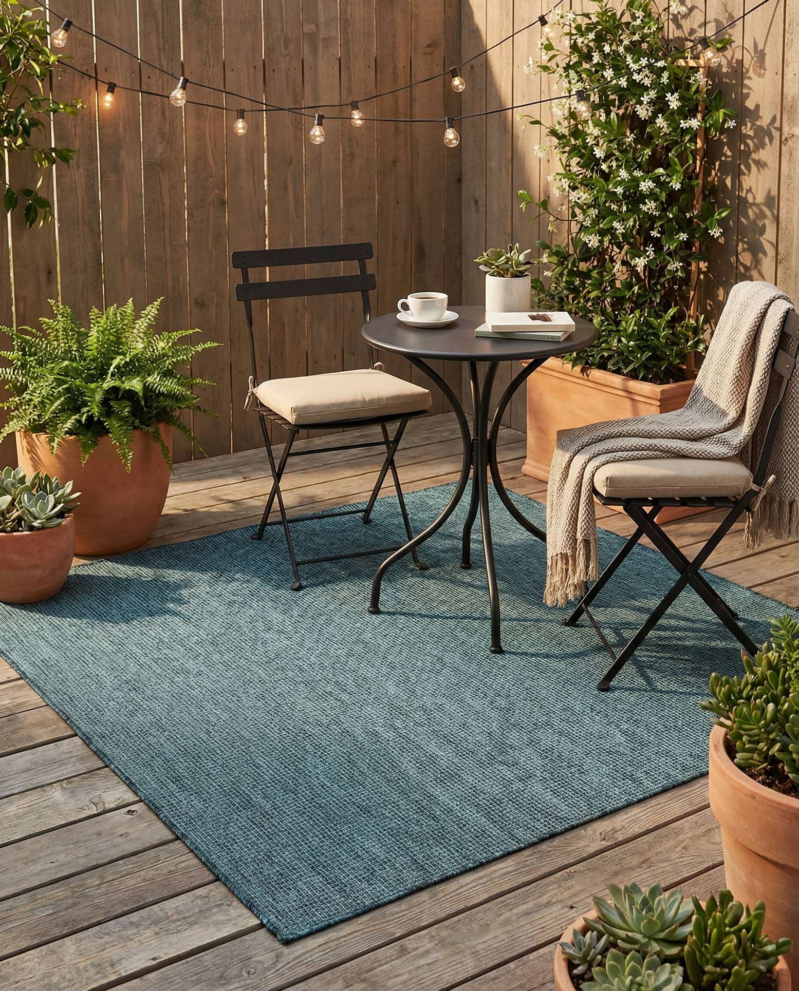 5' 3 x 5' 3 Easy-Clean Solid Indoor / Outdoor Square Rug