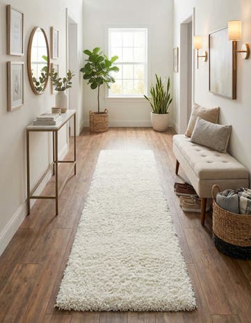 2' 7 x 13' Solid Shag Runner Rug