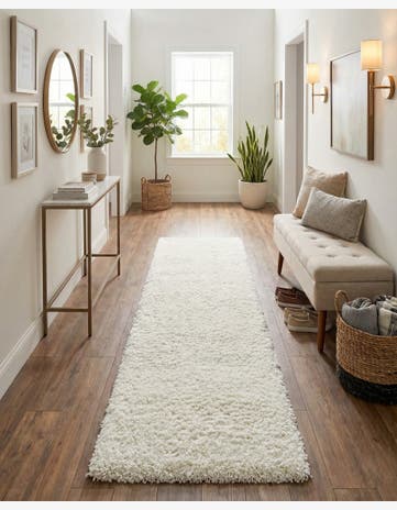 2' 7 x 13' Solid Shag Runner Rug