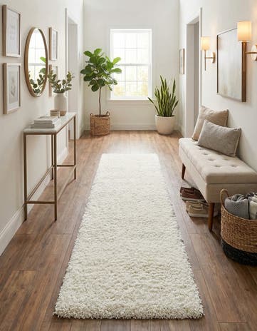 2' 7 x 13' Solid Shag Runner Rug