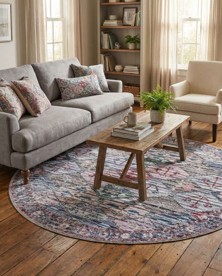 5' 3 x 5' 3 Washable Mangata Round Rug