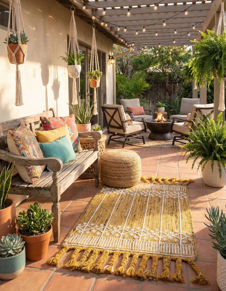 Detail image of  2' x 3' 1  Washable Eco Bohemian Indoor / Outdoor Rug