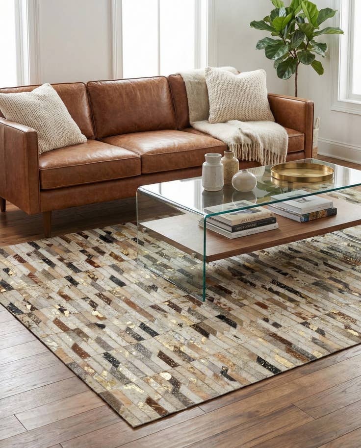 Detail image of 4' 1 x 5' 11 Cowhide - Patchwork Rug