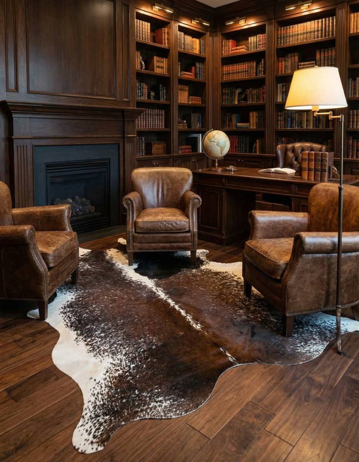 Detail image of 6' 7 x 7' 5 Cowhide Leather Rug