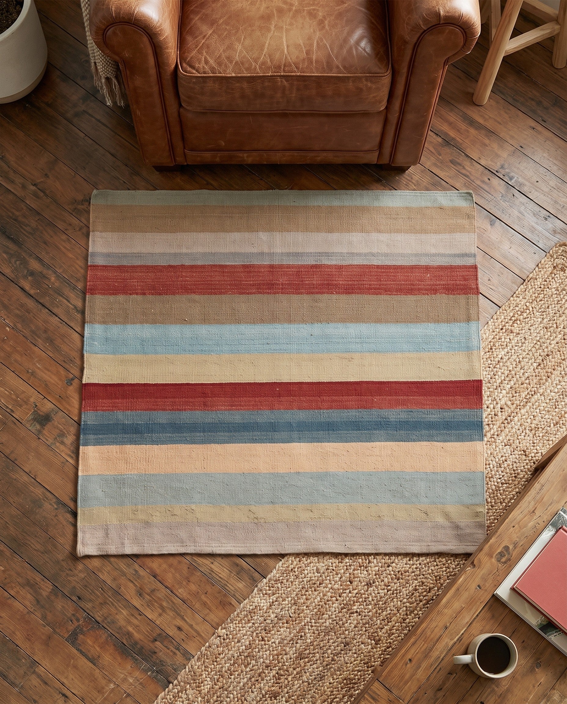 3' 2 x 3' 4 Hand Woven Pillow Wool Square Rug