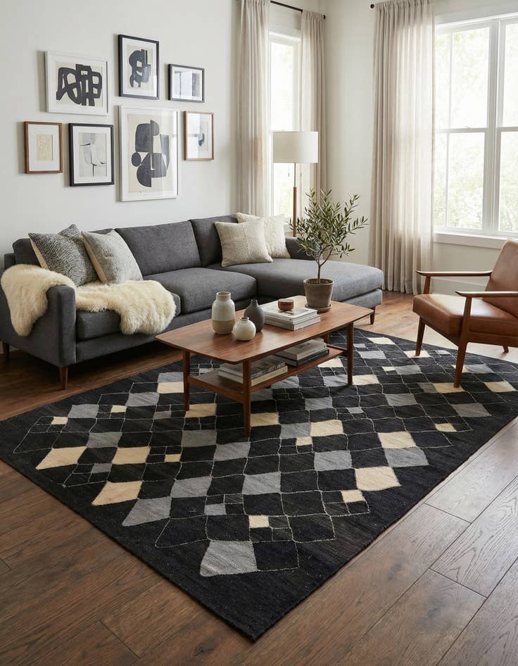 Detail image of 5' 8 x 7' 10  Hand Woven Kilim Modern Wool Rug