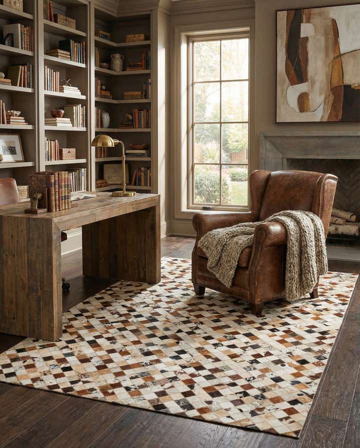 5' x 8' Cowhide Leather Rug