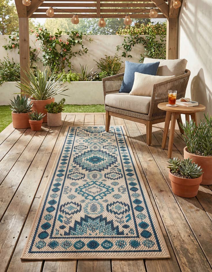 Detail image of 2' x 6'  Washable Baja Indoor / Outdoor Runner Rug
