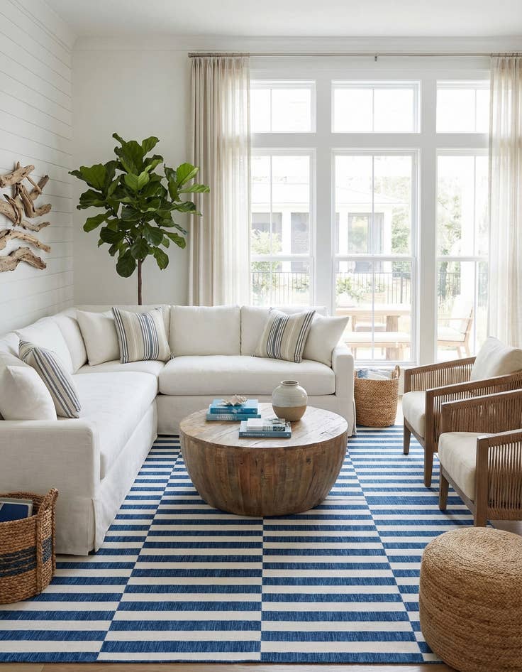 Detail image of 9' x 12' Washable Striped Indoor / Outdoor Rug