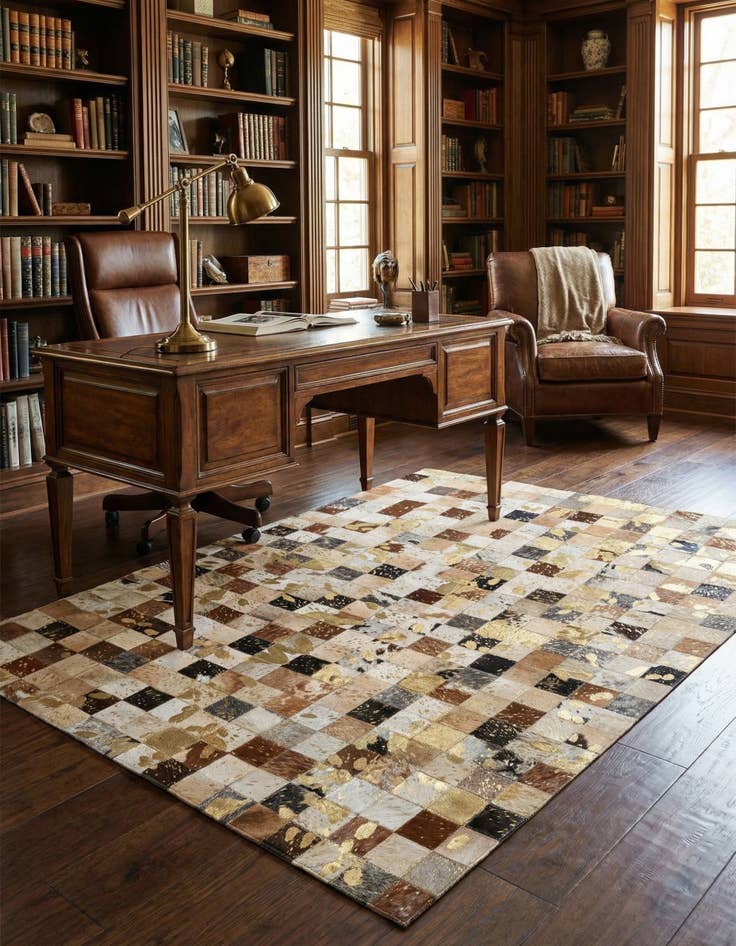 Detail image of 4' 1 x 6' 1 Cowhide - Patchwork Rug