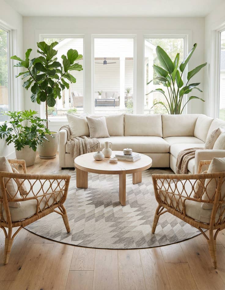 Detail image of 12' x 12'  Washable Modern Indoor / Outdoor Round Rug