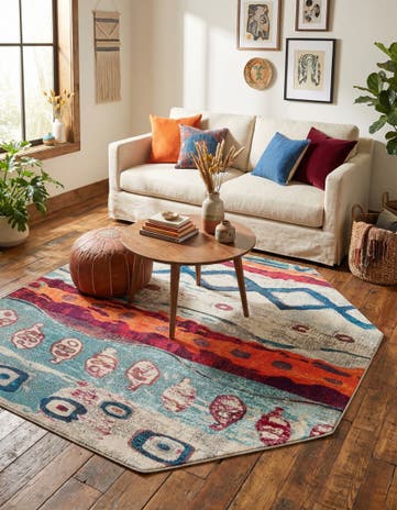 Washable Vivid Octagon Rug