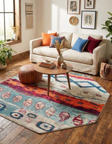 Washable Vivid Octagon Rug