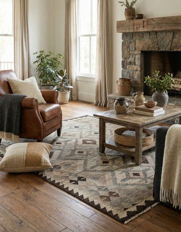 5' x 6' 9 Hand Woven Kilim Maymana Wool Rug