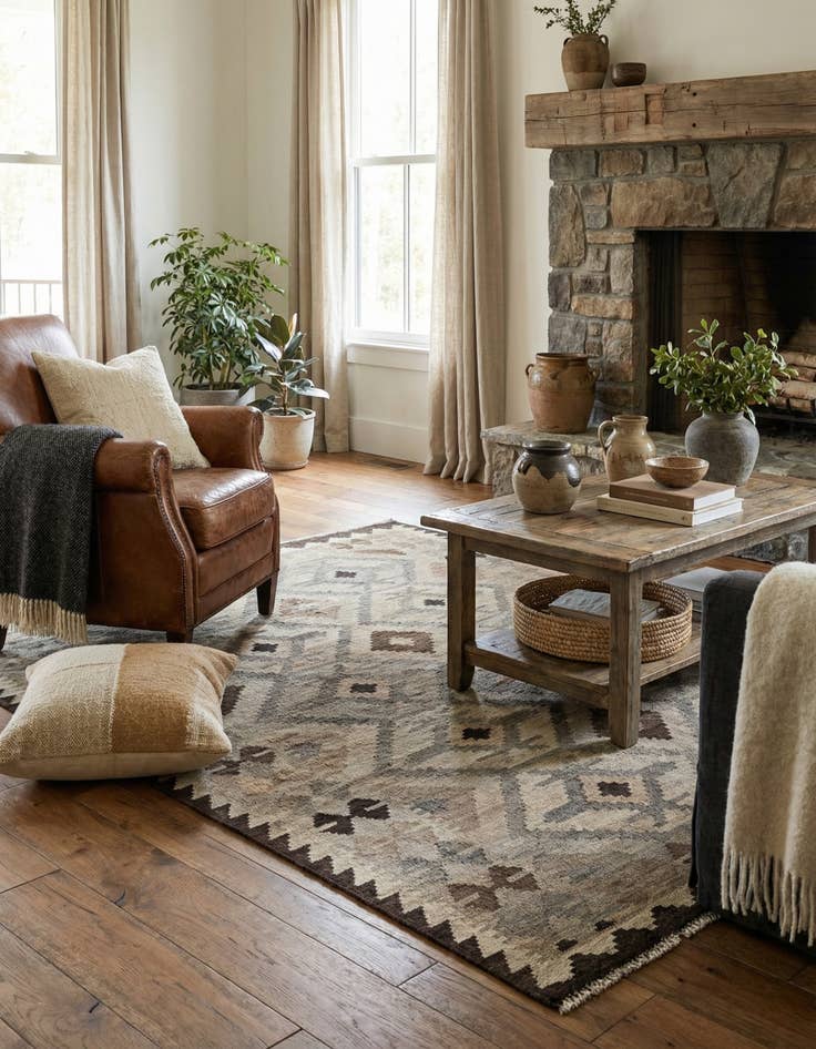 Detail image of 5' x 6' 9  Hand Woven Kilim Maymana Wool Rug