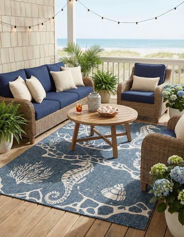 5' 3 x 7' Easy-Clean Coastal Indoor / Outdoor Rug