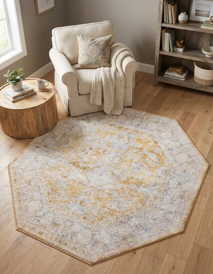 7' 6 x 7' 6 Washable Timeless Octagon Rug