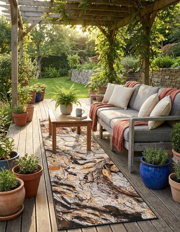 2' 7 x 12' Easy-Clean Modern Indoor / Outdoor Runner Rug