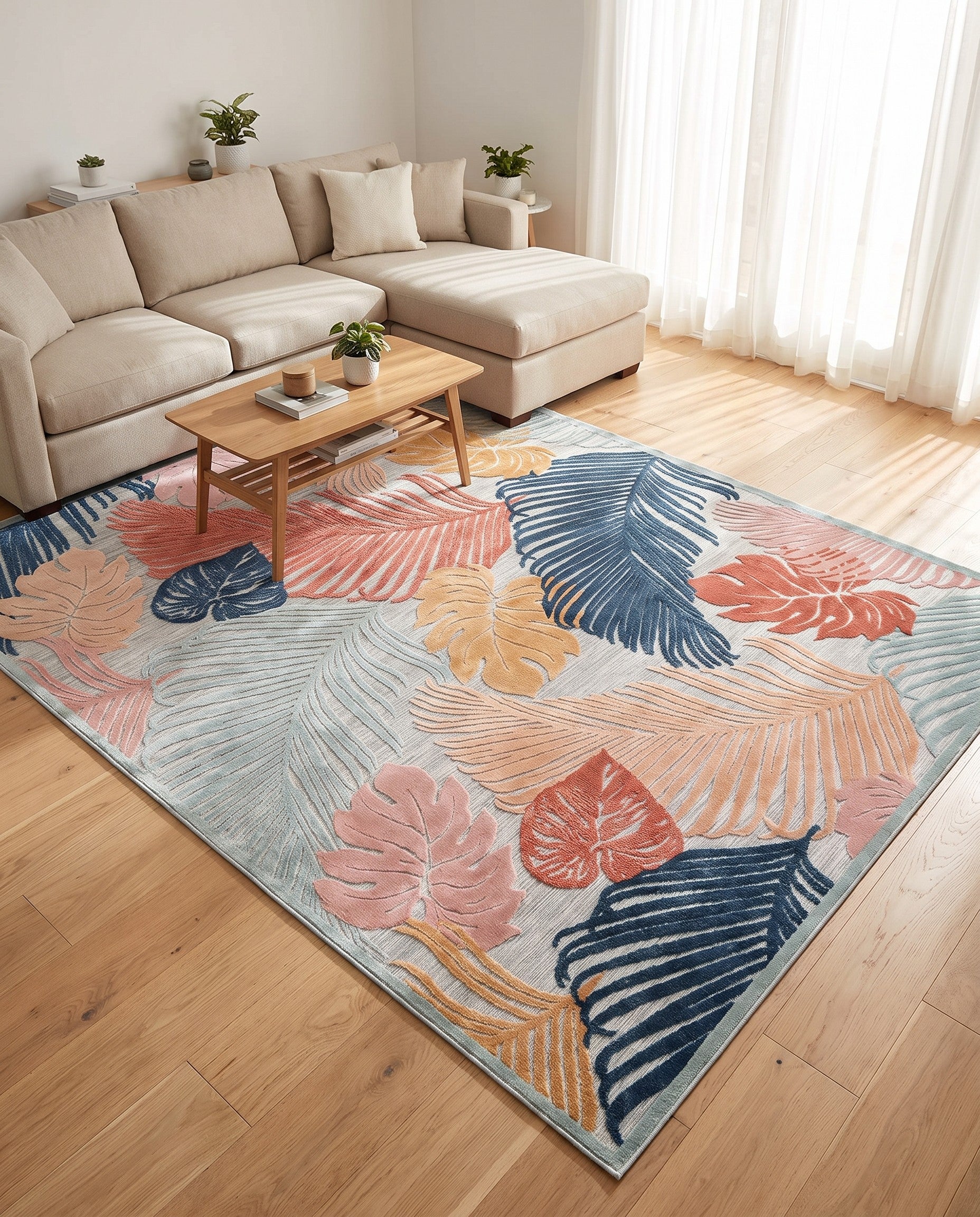8' 2 x 10' Easy-Clean Botanical Indoor / Outdoor Rug