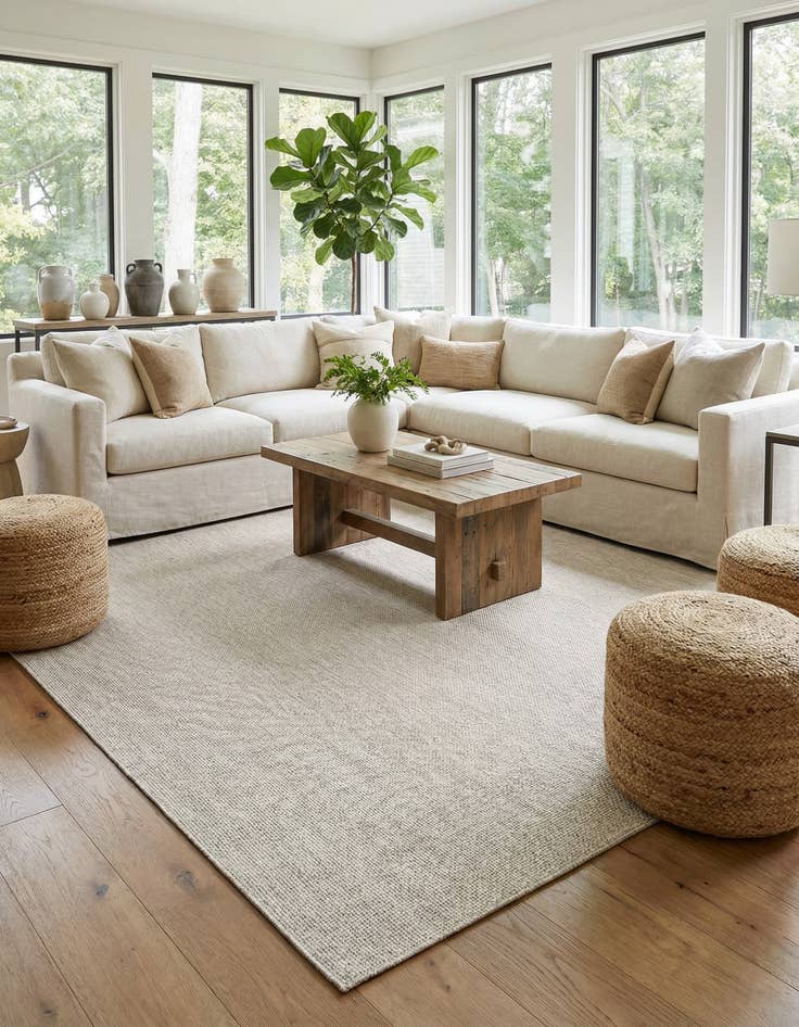 Detail image of 13' x 13'  Washable Solid Indoor / Outdoor Square Rug