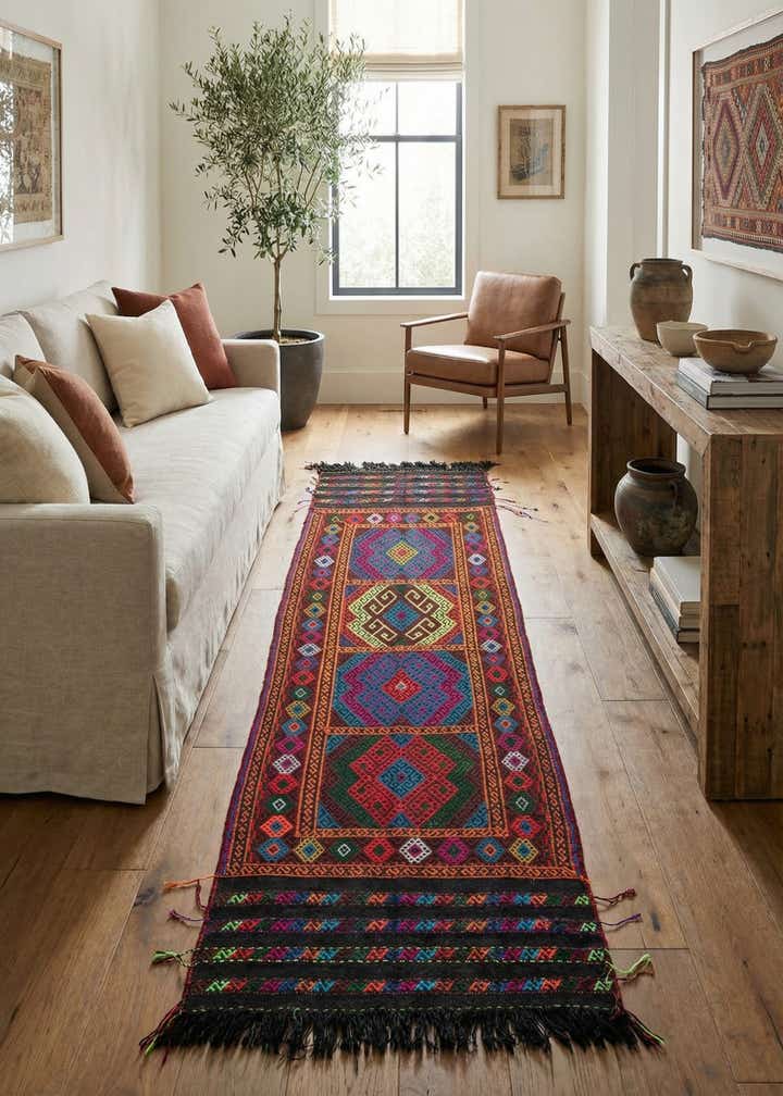 1' 10 x 6' 8 Hand Knotted Kilim Fars Persian Wool Runner Rug