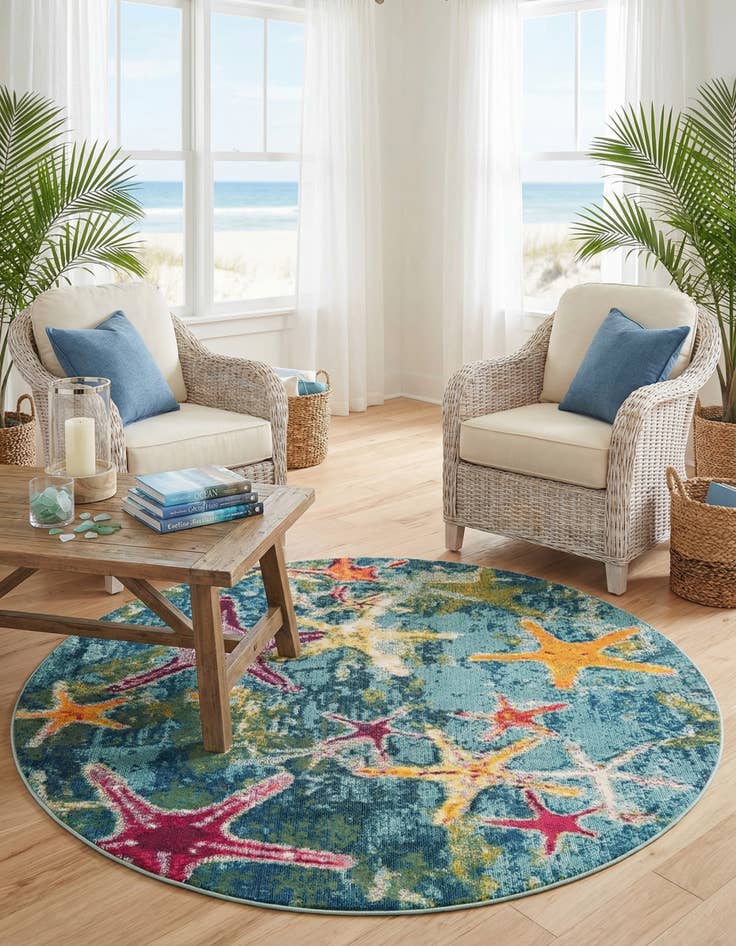 Detail image of 7' 10 x 7' 10  Washable Capri Round Rug