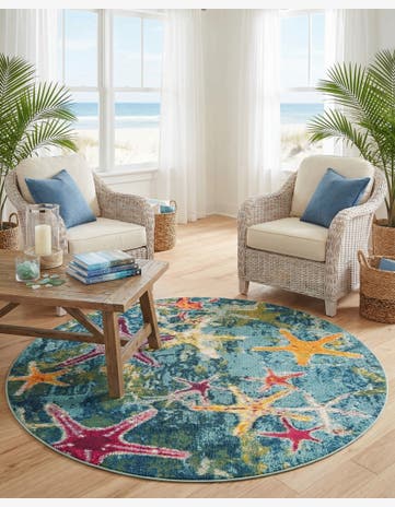 7' 10 x 7' 10 Washable Amalfi Round Rug