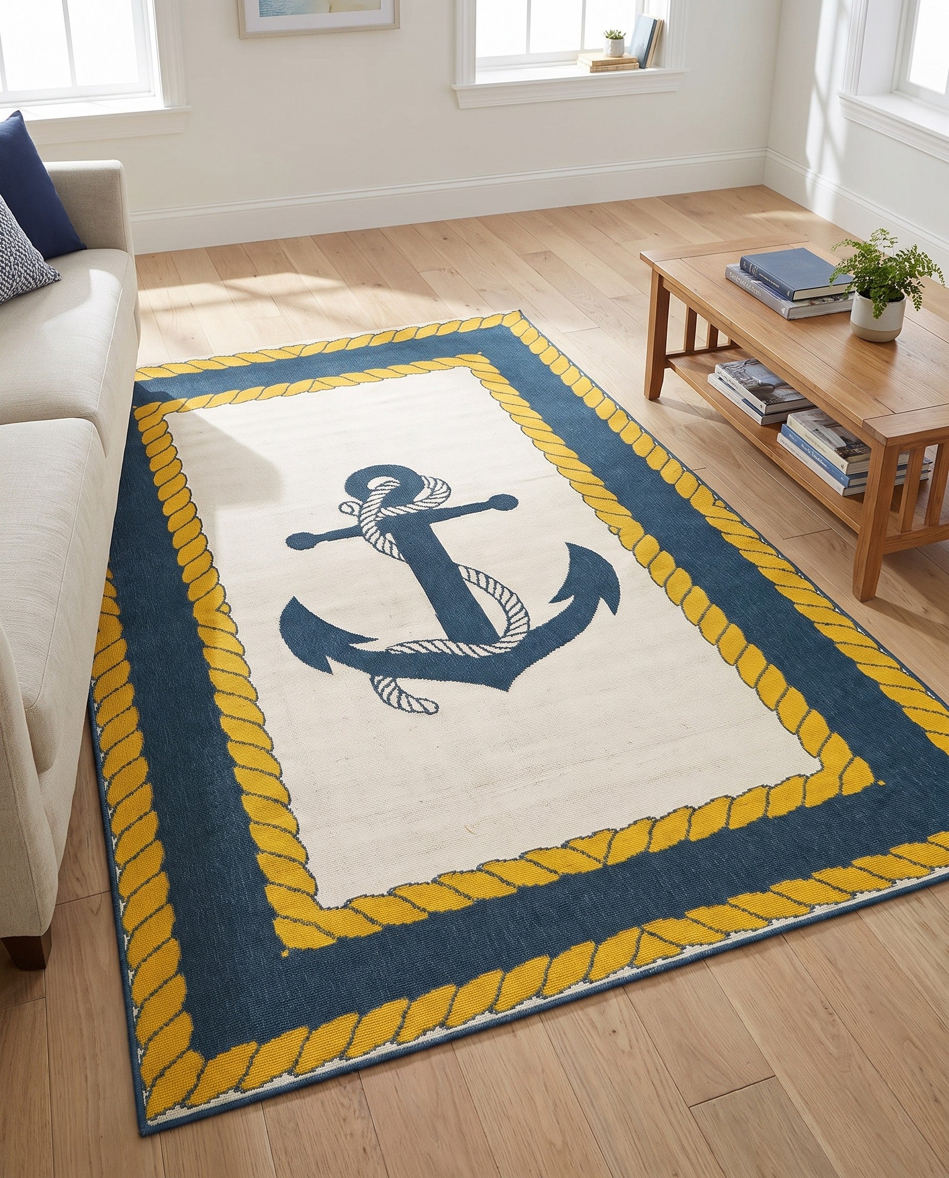 5' 3 x 8' Easy-Clean Coastal Indoor / Outdoor Rug