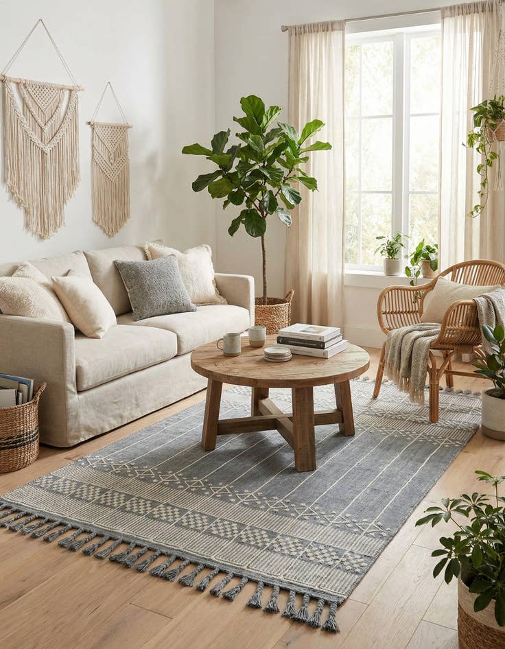 Detail image of 5' 1 x 8'  Washable Eco Bohemian Indoor / Outdoor Rug