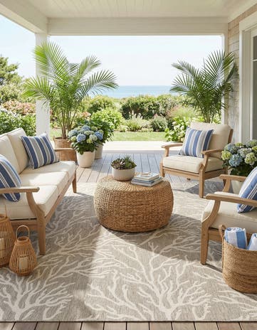 7' 10 x 10' Easy-Clean Coastal Indoor / Outdoor Rug
