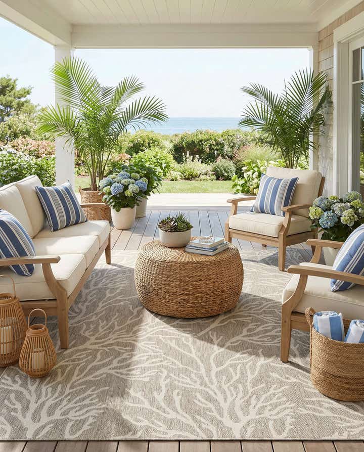 7' 10 x 10' Easy-Clean Coastal Indoor / Outdoor Rug