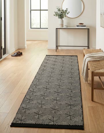 Black and White Milano Runner Rug