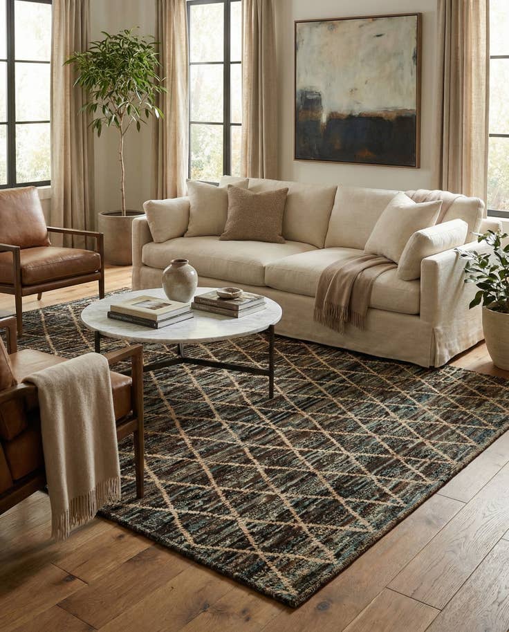 Detail image of 5' 8 x 8' Hand Knotted Moroccan Wool Rug