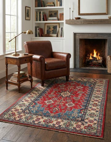 4' x 6' 3 Hand Knotted Kazak Rug