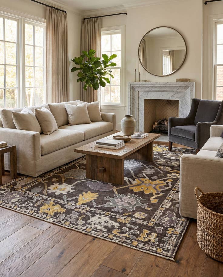 Detail image of 8' 5 x 10' 3 Hand Knotted Oushak Wool Rug
