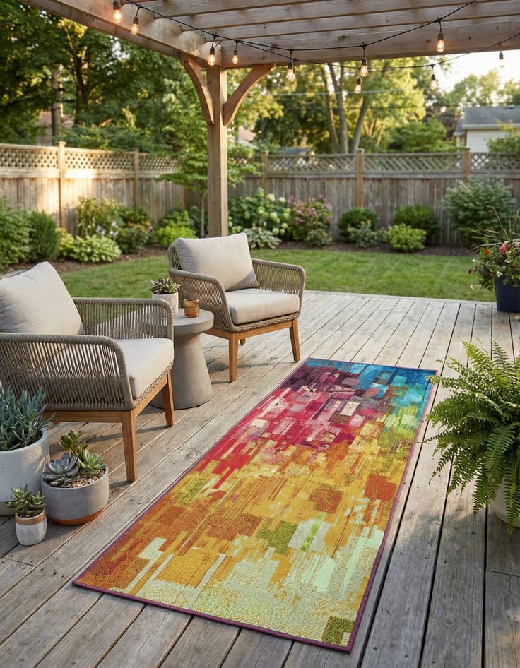 Detail image of 2' x 6'  Washable Modern Indoor / Outdoor Runner Rug