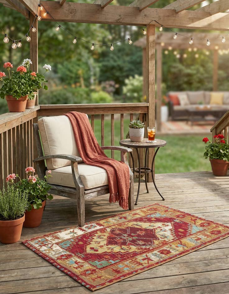 Detail image of 2' x 3'  Washable Traditional Indoor / Outdoor Rug