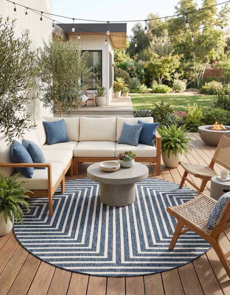 Detail image of 10' x 10'  Washable Modern Indoor / Outdoor Round Rug