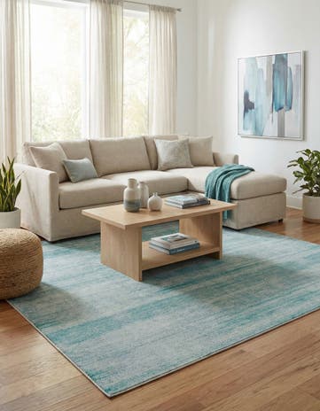 Jill Zarin Turquoise Uptown Madison Avenue Square Rug