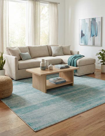 Jill Zarin Turquoise Uptown Madison Avenue Square Rug