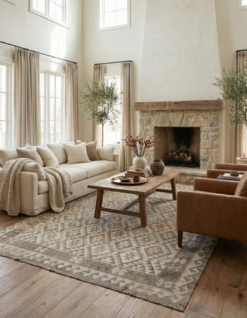 5' 10 x 8' 3 Hand Woven Kilim Maymana Wool Rug