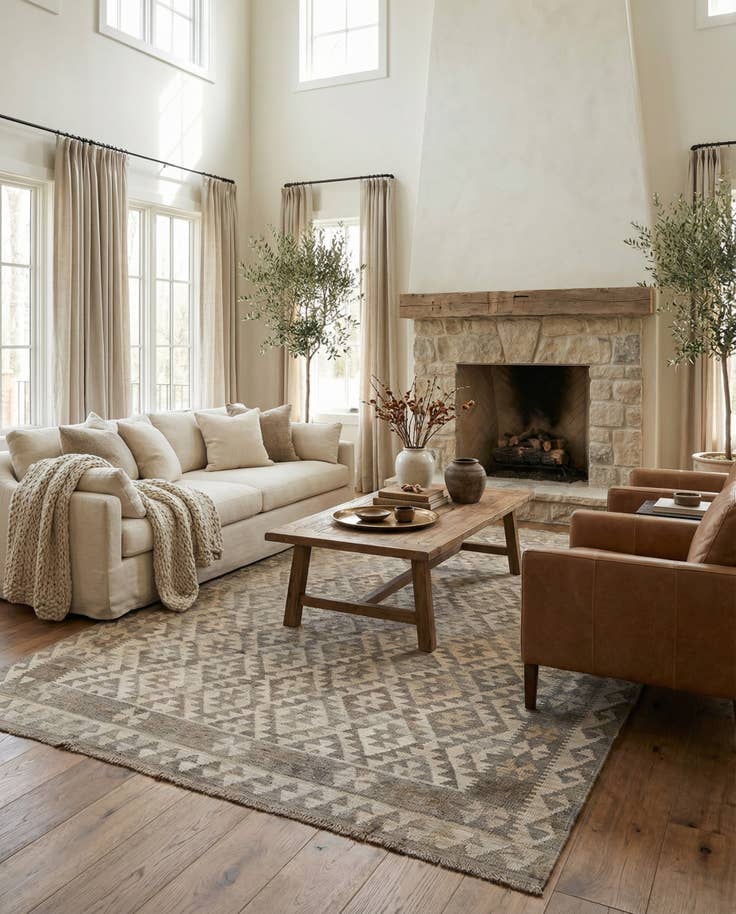 Detail image of 5' 10 x 8' 3 Hand Woven Kilim Maymana Wool Rug